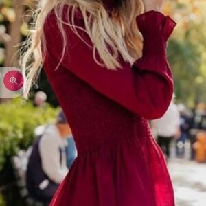 Elegant Burgundy Smocked Blouse Sm
